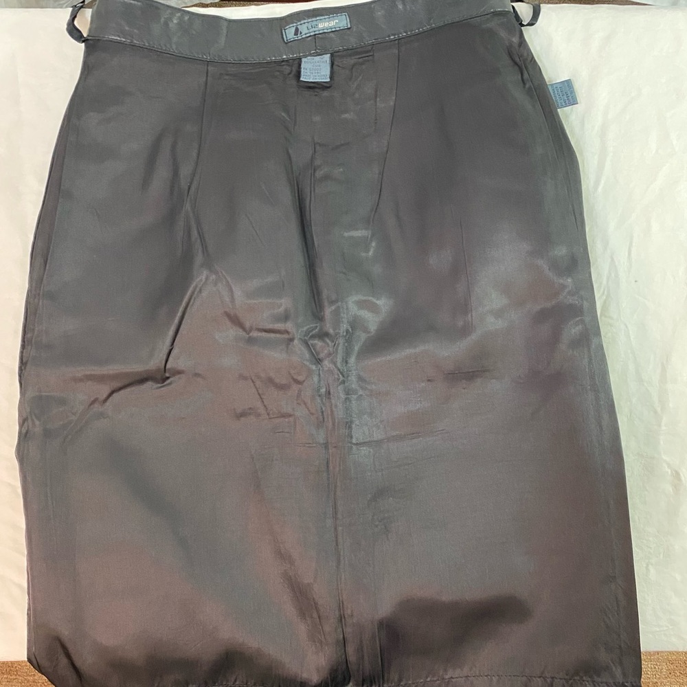 Lizwear Vintage Black Leather Pencil Skirt Size 12 Knee Length 1990s pockets - Picture 8 of 11